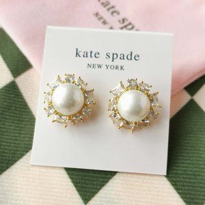 Kate Spade Candy Shop Halo Stud Earrings Gold White Pearl